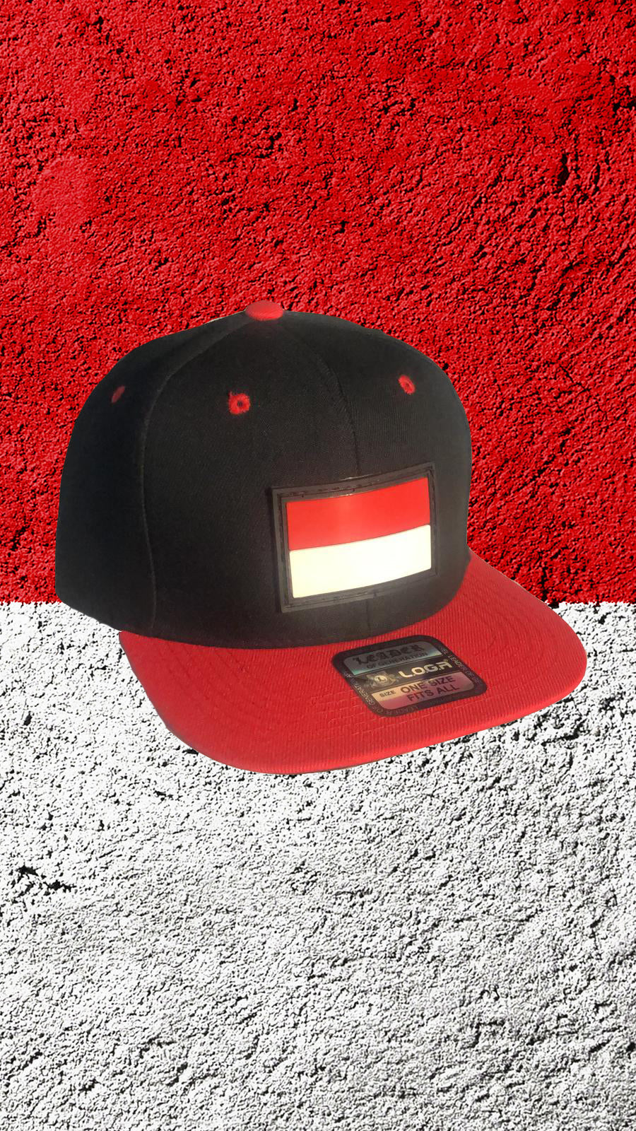 Indo Flag Snap Back Red and Black